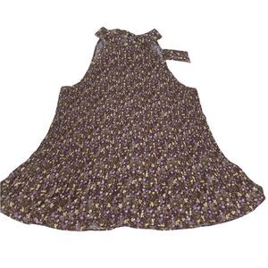 Pleione accordion pleat floral blouse size Small with tie back NEW